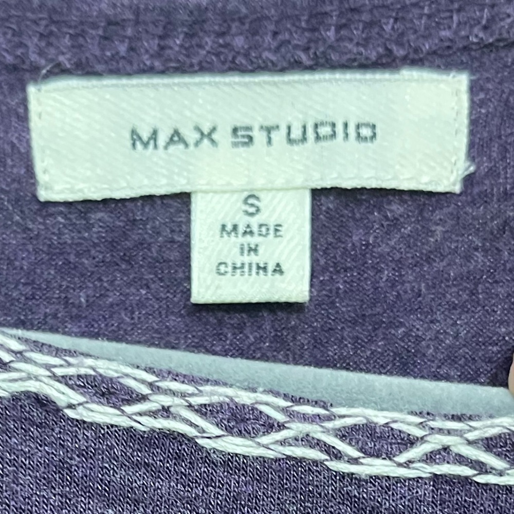 Max Studio Purple Knit Top | Puff Sleeves | Contrast Trim | Size S - Picture 2 of 10